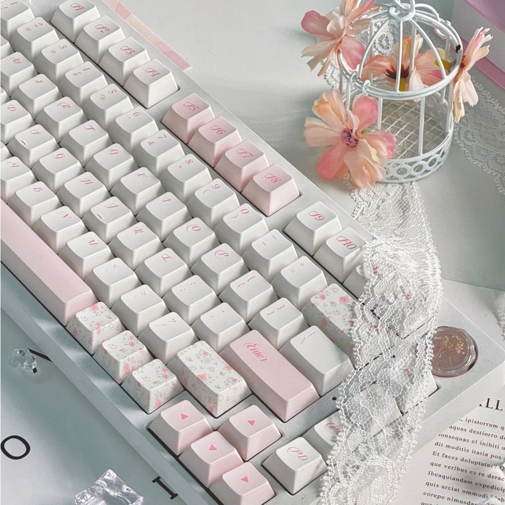 Beautiful Blush Floral Keycap Set